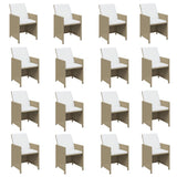 21 Piece Garden Dining Set with Cushions Beige Poly Rattan