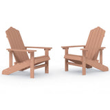 Garden Adirondack Chairs 2 pcs HDPE Brown - Front View