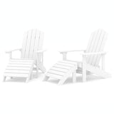 Garden Adirondack Chairs 2 pcs with Footstools HDPE White - Front View