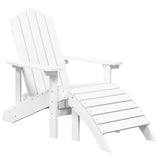 Garden Adirondack Chairs 2 pcs with Footstools HDPE White - Side View