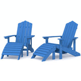 Garden Adirondack Chairs 2 pcs with Footstools HDPE Aqua Blue - Front View