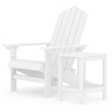 Garden Adirondack Chair with Table HDPE White - Front View