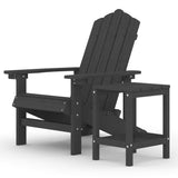 Garden Adirondack Chair with Table HDPE Anthracite - Front View
