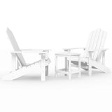 Garden Adirondack Chairs with Table HDPE White - Front View