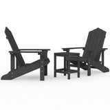 Garden Adirondack Chairs with Table HDPE Anthracite - Front View