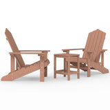 Garden Adirondack Chairs with Table HDPE Brown - Front View