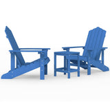 Garden Adirondack Chairs with Table HDPE Aqua Blue - Front View