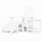Garden Adirondack Chair with Footstool & Table HDPE White