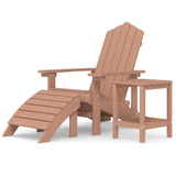 Garden Adirondack Chair with Footstool & Table HDPE Brown - Front View
