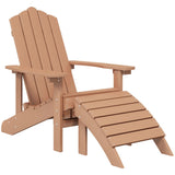 Garden Adirondack Chairs with Footstool & Table HDPE Brown - Side View
