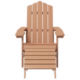 Garden Adirondack Chairs with Footstool & Table HDPE Brown - Top-Down View