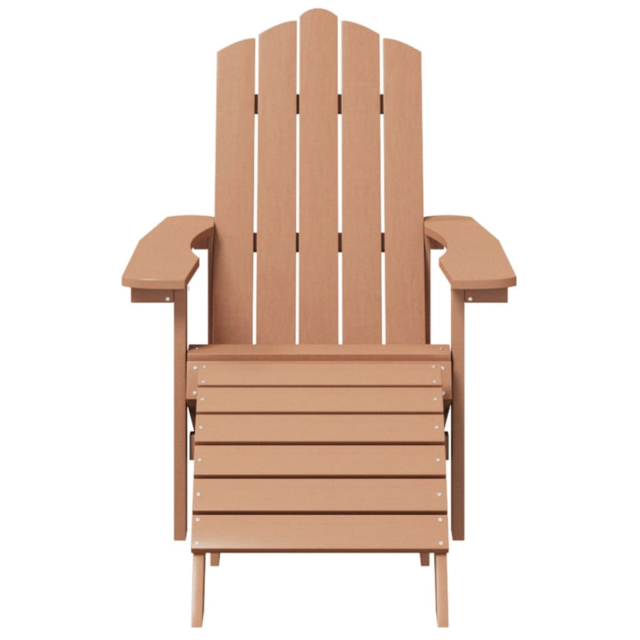 Garden Adirondack Chairs with Footstool & Table HDPE Brown