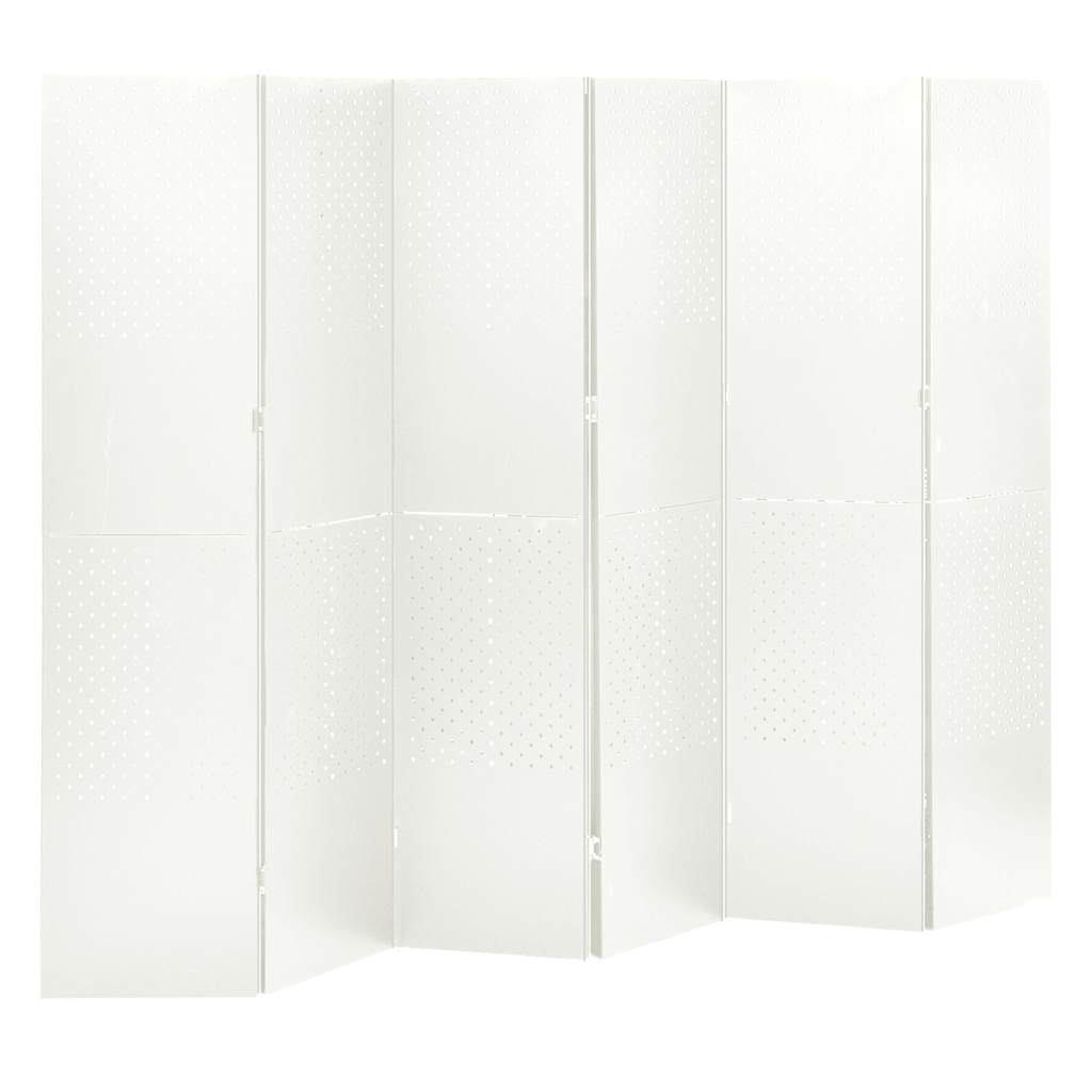 6-Panel Room Dividers 2 pcs White 240x180 cm Steel