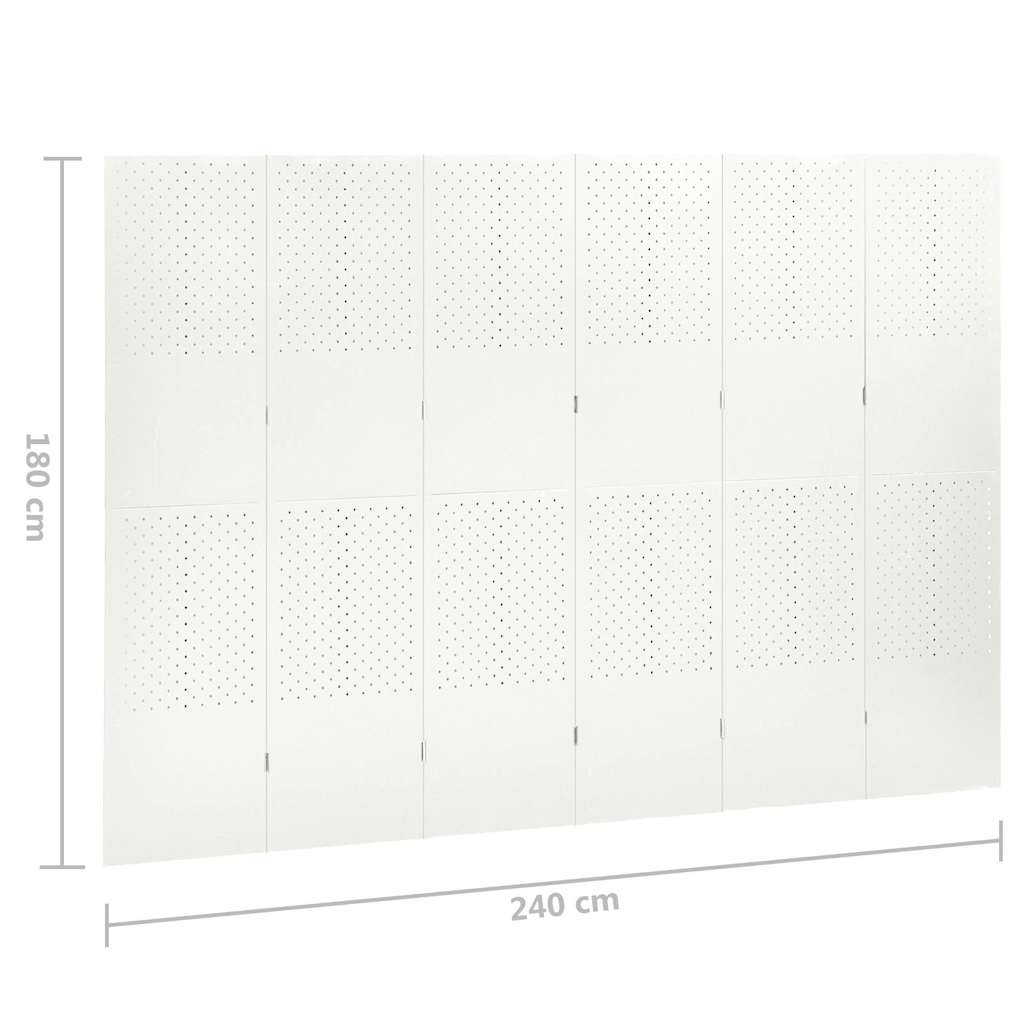 6-Panel Room Dividers 2 pcs White 240x180 cm Steel