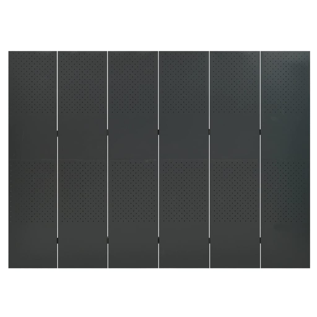 6-Panel Room Dividers 2 pcs Anthracite 240x180 cm Steel