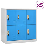 Locker Cabinets 5 pcs Light Grey and Blue 90x45x92,5 cm Steel