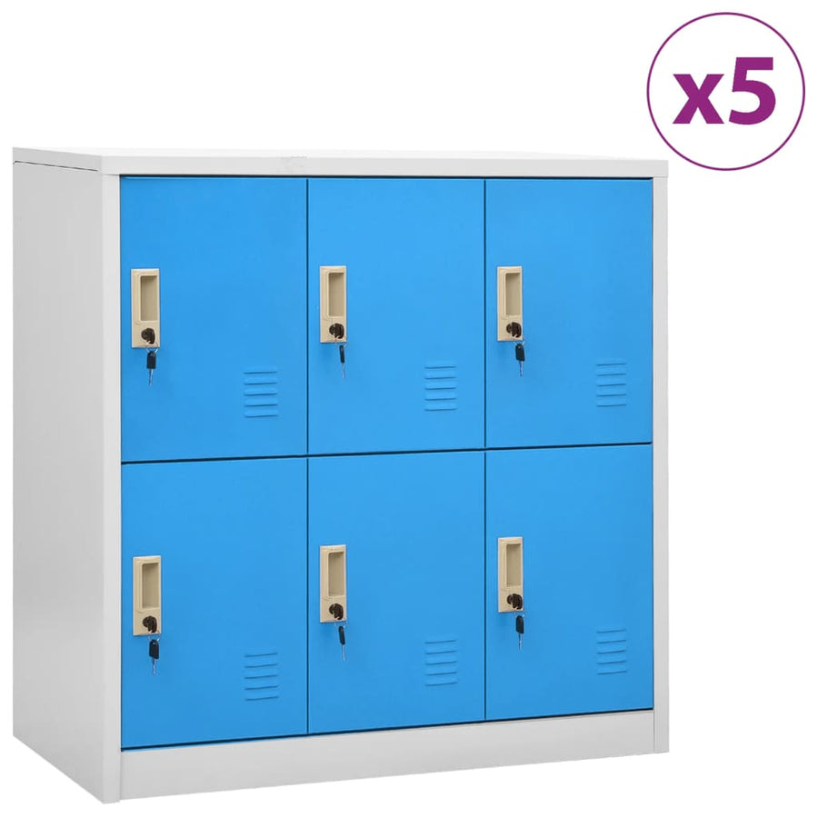 Locker Cabinets 5 pcs Light Grey and Blue 90x45x92,5 cm Steel