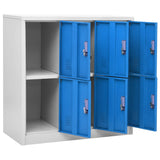 Locker Cabinets 5 pcs Light Grey and Blue 90x45x92.5 cm Steel - Rear View