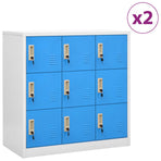 Locker Cabinets 2 pcs Light Grey and Blue 90x45x92,5 cm Steel