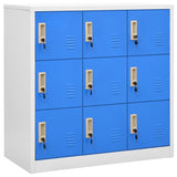 Locker Cabinets 2 pcs Light Grey and Blue 90x45x92.5 cm Steel - Front View