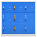 Locker Cabinets 2 pcs Light Grey and Blue 90x45x92.5 cm Steel - Side View
