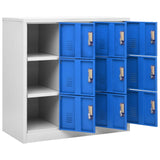 Locker Cabinets 2 pcs Light Grey and Blue 90x45x92.5 cm Steel - Rear View