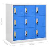 Locker Cabinets 2 pcs Light Grey and Blue 90x45x92.5 cm Steel - Extra Image