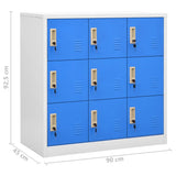Locker Cabinets 5 pcs Light Grey and Blue 90x45x92.5 cm Steel - Extra Image