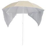 Beach Parasol with Side Walls Sand 215 cm - Front View