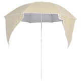 Beach Parasol with Side Walls Sand 215 cm - Top-Down View