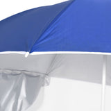 Beach Parasol with Side Walls Blue 215 cm - 45-Degree Angle