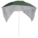 Beach Parasol with Side Walls Green 215 cm - Front View