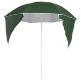 Beach Parasol with Side Walls Green 215 cm - Top-Down View