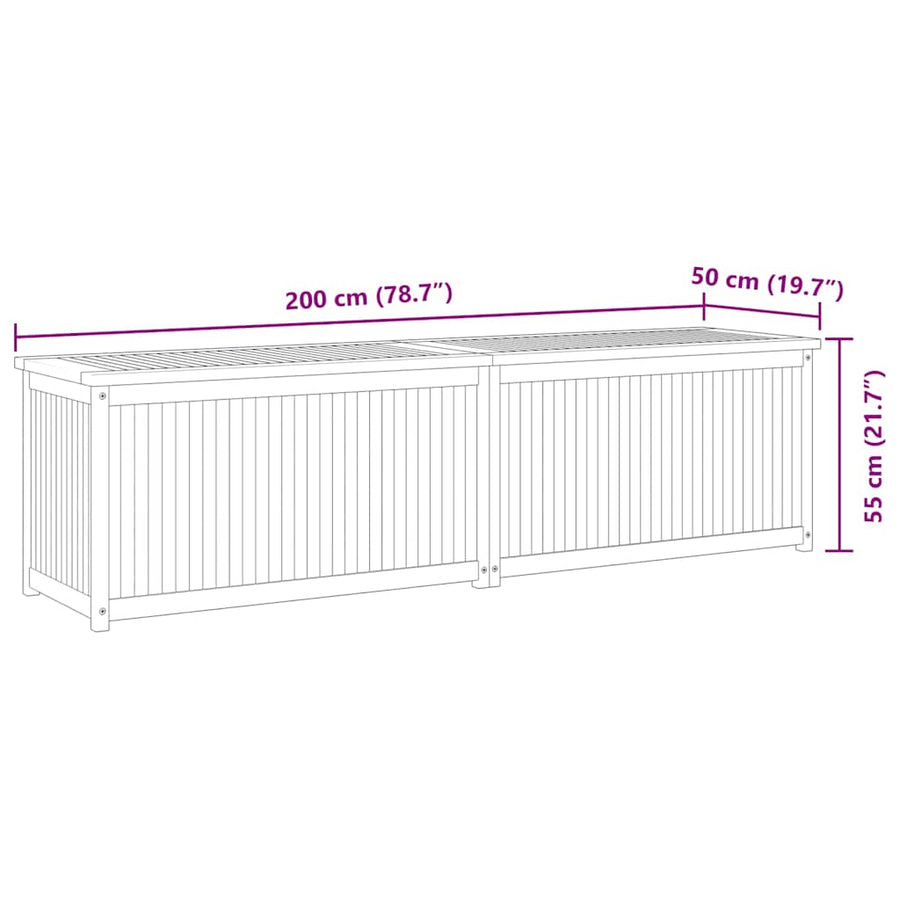 Garden Box 200x50x55 cm Solid Wood Teak