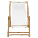 Deck Chair Bamboo and Canvas Cream White - Front View