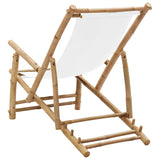 Deck Chair Bamboo and Canvas Cream White - 45-Degree Angle