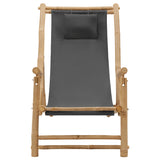 Deck Chair Bamboo and Canvas Dark Grey - Front View