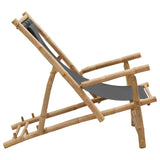 Deck Chair Bamboo and Canvas Dark Grey - Side View