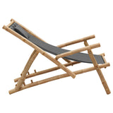 Deck Chair Bamboo and Canvas Dark Grey - Top-Down View