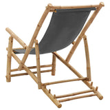 Deck Chair Bamboo and Canvas Dark Grey - 45-Degree Angle
