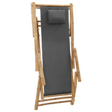 Deck Chair Bamboo and Canvas Dark Grey - Rear View
