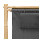 Deck Chair Bamboo and Canvas Dark Grey - Close-Up Angle