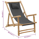Deck Chair Bamboo and Canvas Dark Grey - Low Angle