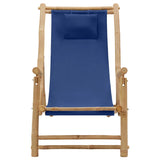 Deck Chair Bamboo and Canvas Navy Blue - Front View