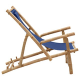 Deck Chair Bamboo and Canvas Navy Blue - Side View