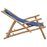 Deck Chair Bamboo and Canvas Navy Blue - Top-Down View