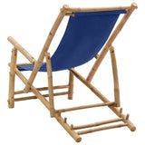 Deck Chair Bamboo and Canvas Navy Blue - 45-Degree Angle