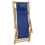 Deck Chair Bamboo and Canvas Navy Blue - Rear View