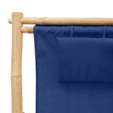 Deck Chair Bamboo and Canvas Navy Blue - Close-Up Angle