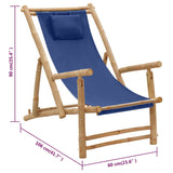 Deck Chair Bamboo and Canvas Navy Blue - Low Angle